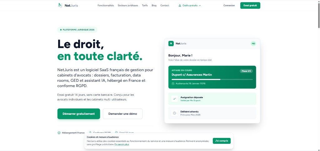 NetJuris, logiciel de gestion pour cabinets d'avocats